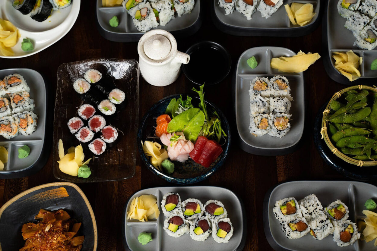 Izakaya 68 Hunt Valley, showing Asian Authentic sushi on table
