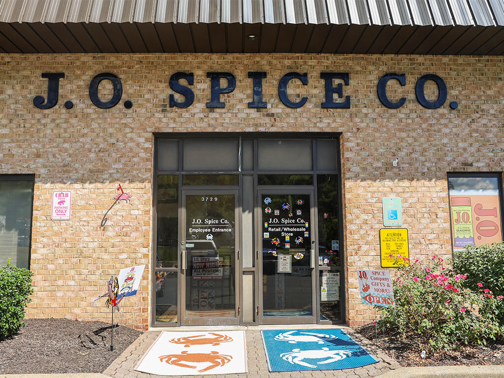 Story of J.O. Spice Company Inc. featuring the exterior entrance of the J.O. Spice Company retail and wholesale store in Maryland