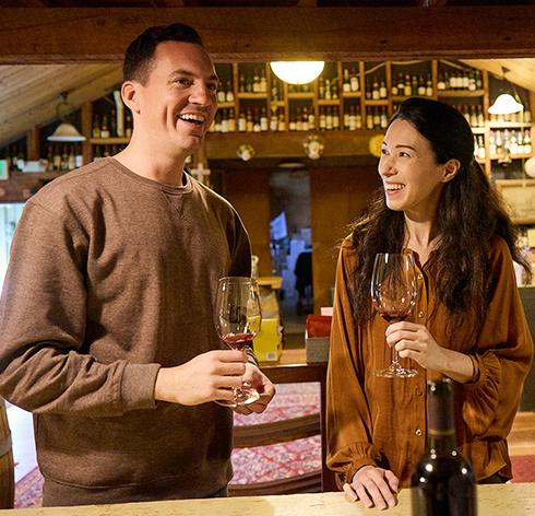 Couple enjoying a wine tasting in Baltimore County, Maryland