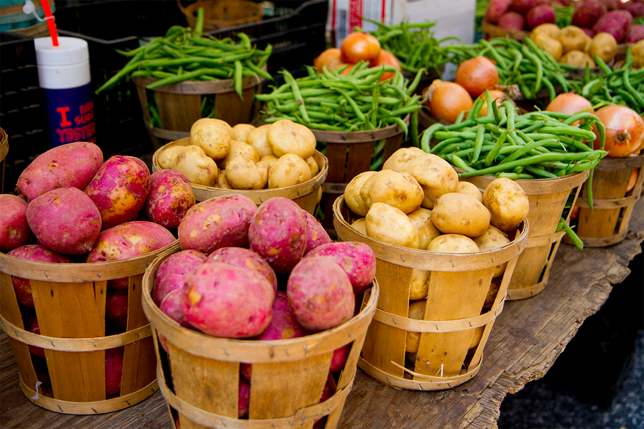 Vegetables in baskets