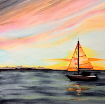 Watercolor: Sailboat on Calm Seas