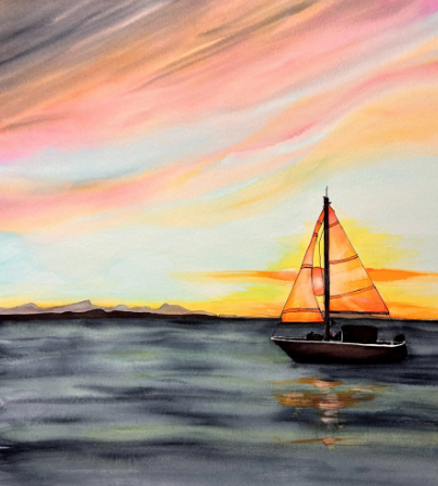 Watercolor: Sailboat on Calm Seas