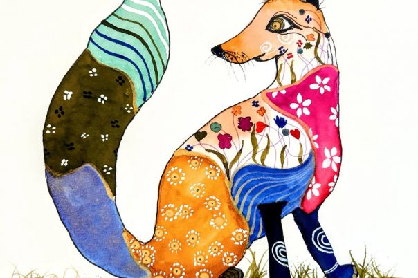 Watercolor: Dazzle Fox Caricature